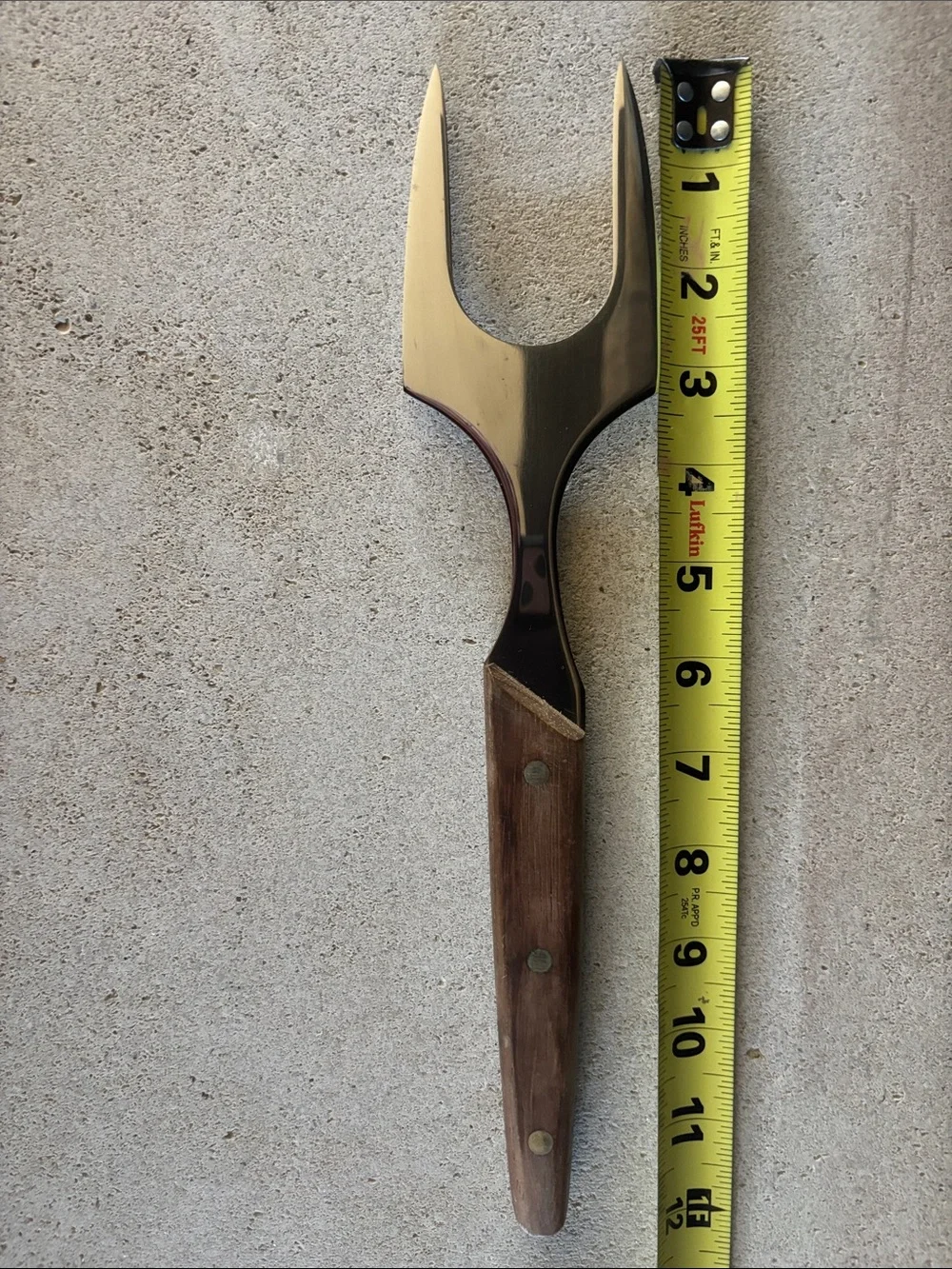 Stainless Steel and Wood Two-Prong Serving Fork - Brown
